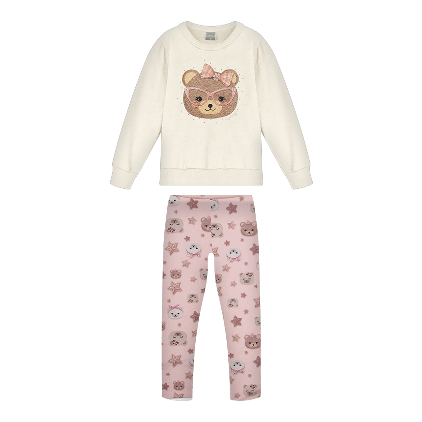 Conjunto Infantil Alakazoo Blusa e Calça Estampa Ursa