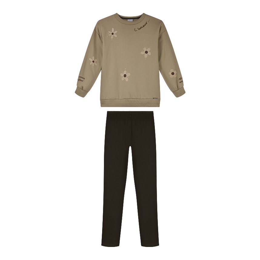 Conjunto Infantil Alakazoo Blusa Estampa Flores e Calça