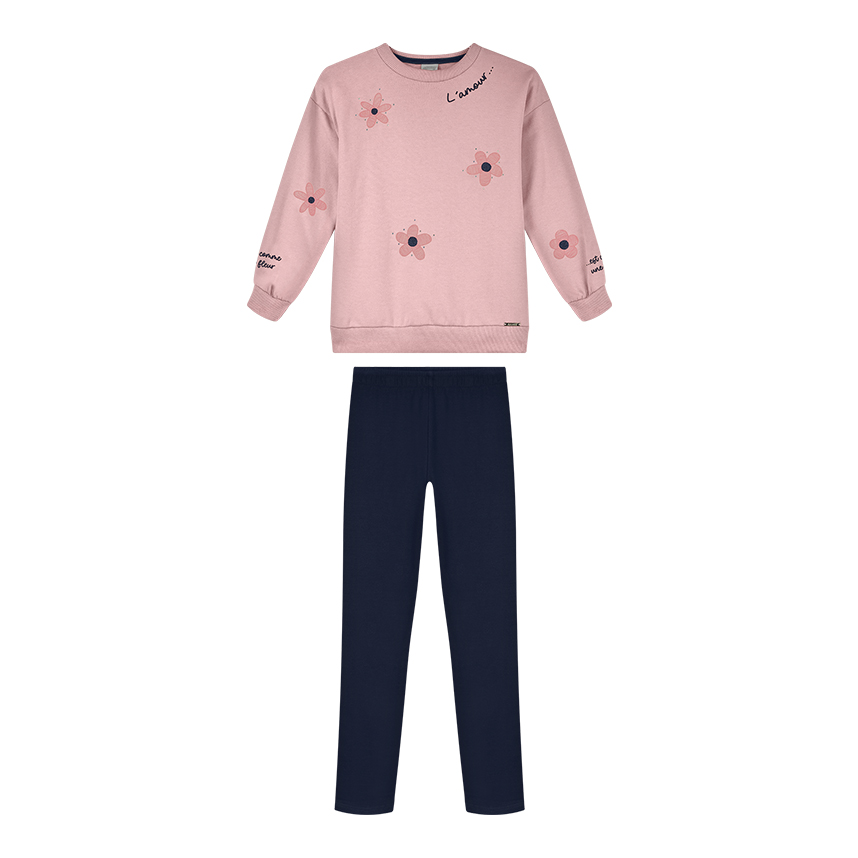 Conjunto Infantil Alakazoo Blusa Estampa Flores e Calça