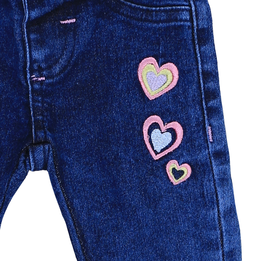 Calça Jeans Bebê Clube Do Doce Bordado Corações