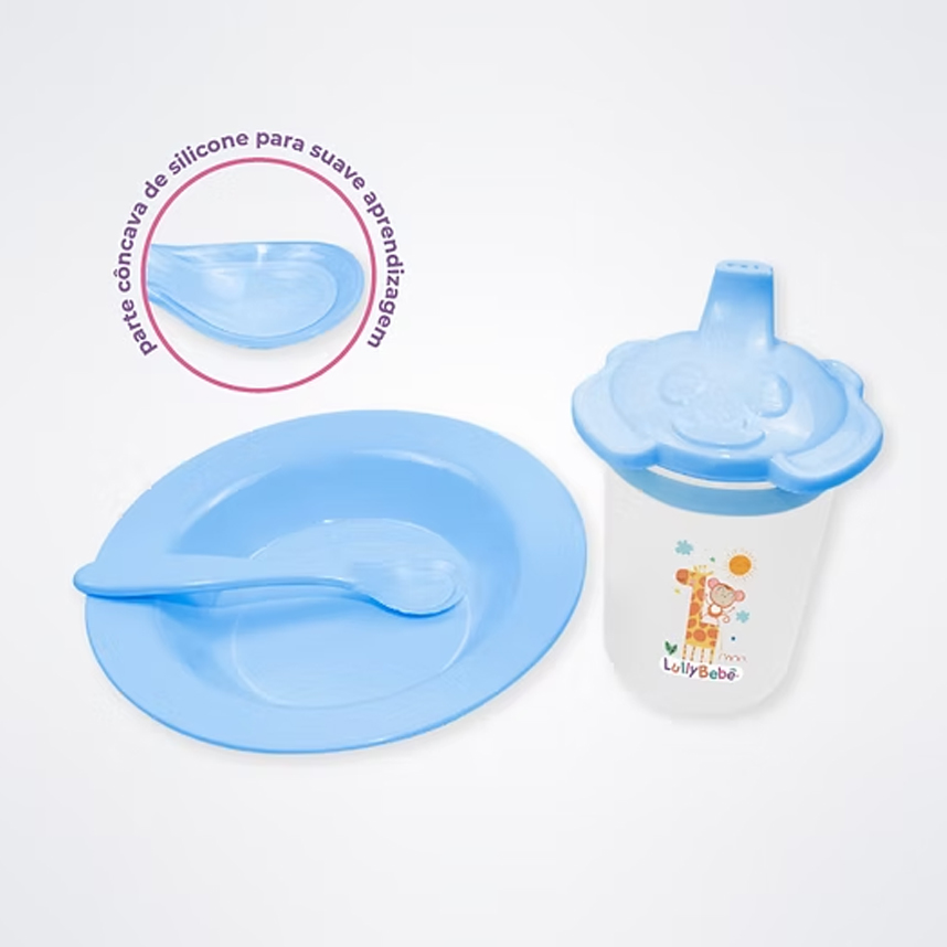 Kit Alimentação Lully Bebê Prato, Copo e Colher 03 Peças