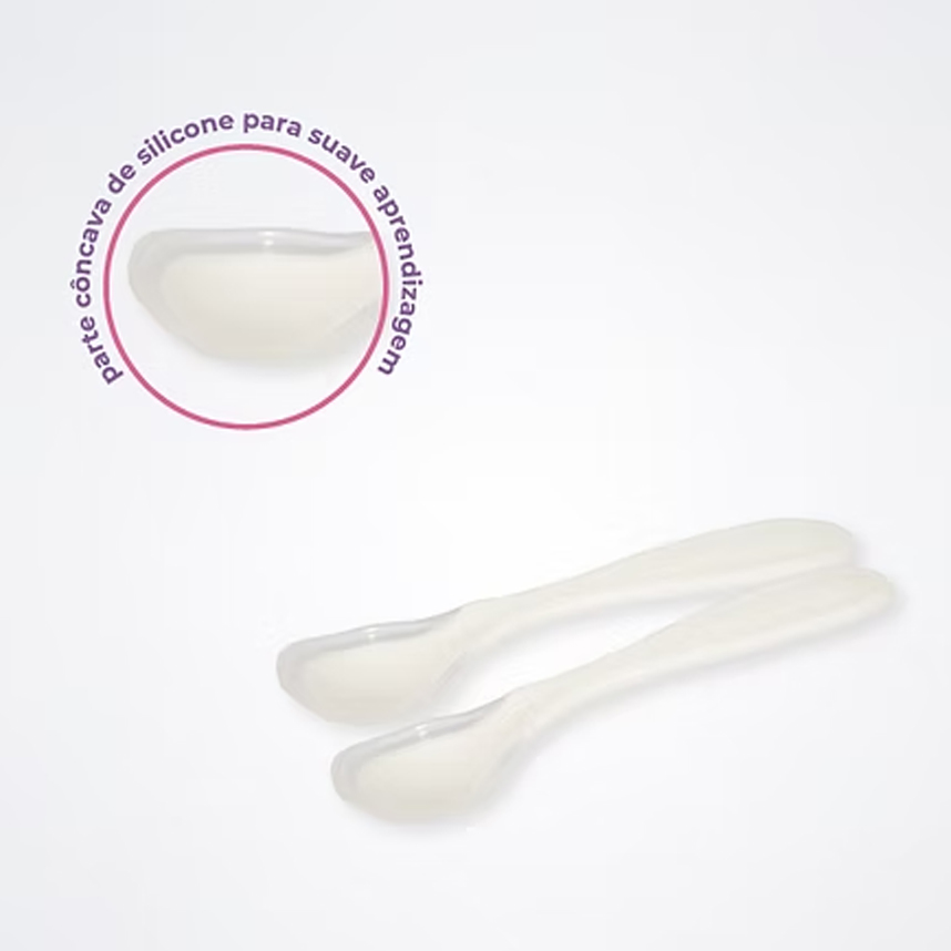 Kit Colher Lully Bebê Ponta de Silicone 02 Peças