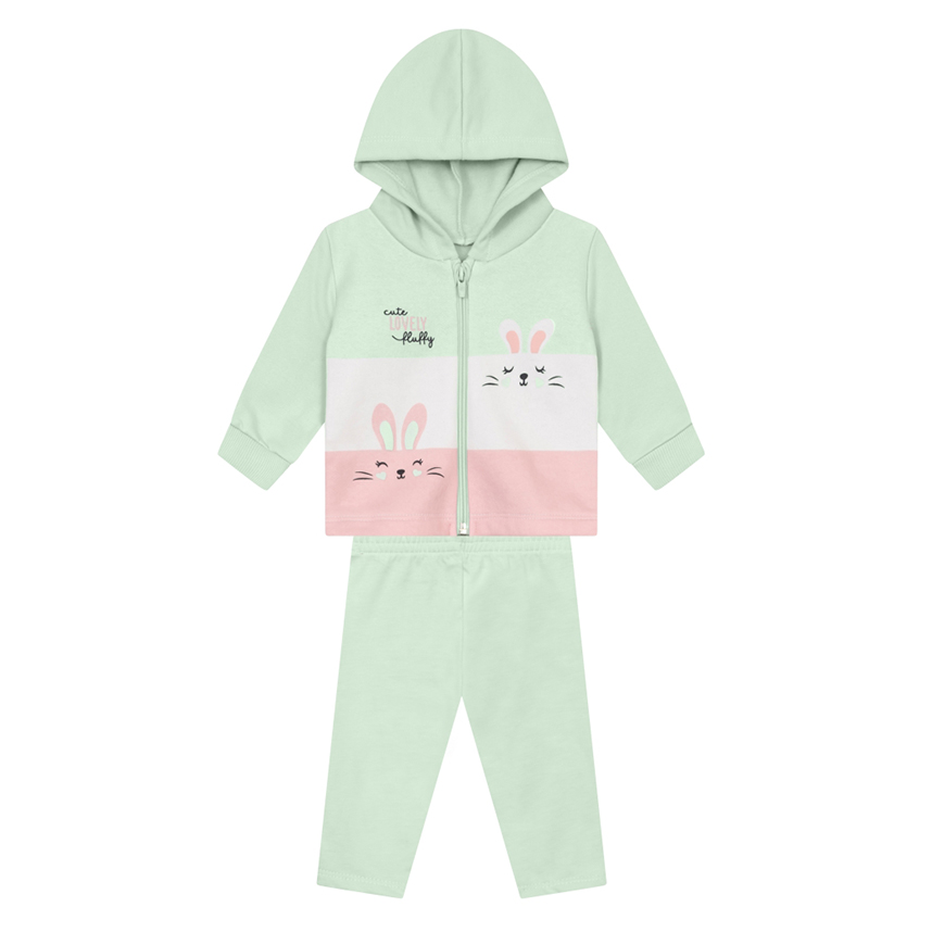 Conjunto Bebê Brandili Jaqueta Estampa Coelho e Legging