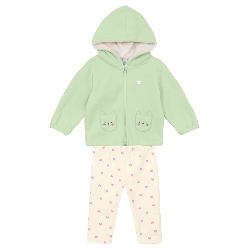Conjunto Bebê Brandili Jaqueta Soft Bordado Gatinho e Legging