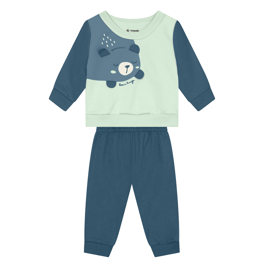 Conjunto Bebê Brandili Blusão Aplique Urso e Calça