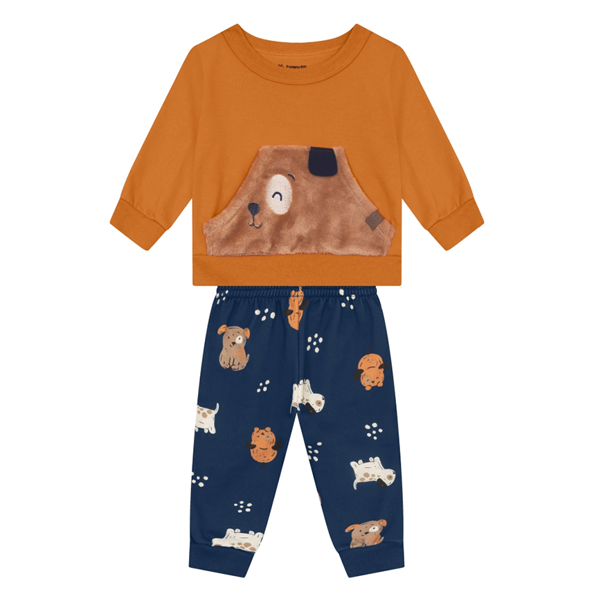 Conjunto Bebê Brandili Blusão Aplique Urso e Calça Conjunto Bebê Brandili Blusão Aplique Urso e Calça