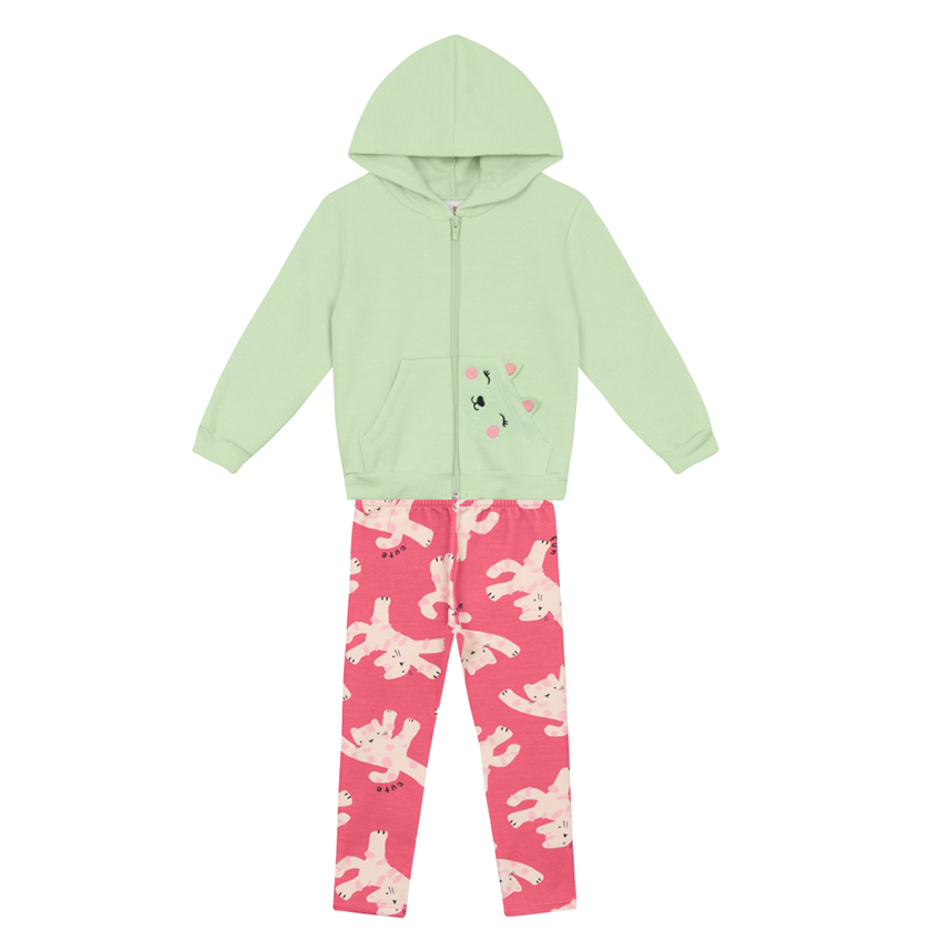 Conjunto Infantil Brandili Jaqueta Bordado Onça e Legging