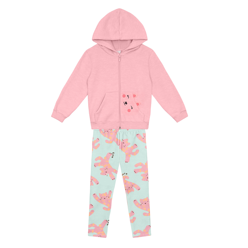 Conjunto Infantil Brandili Jaqueta Bordado Onça e Legging