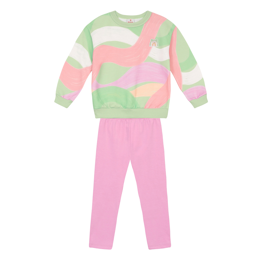 Conjunto Infantil Brandili Blusão Bordado Urso e Legging