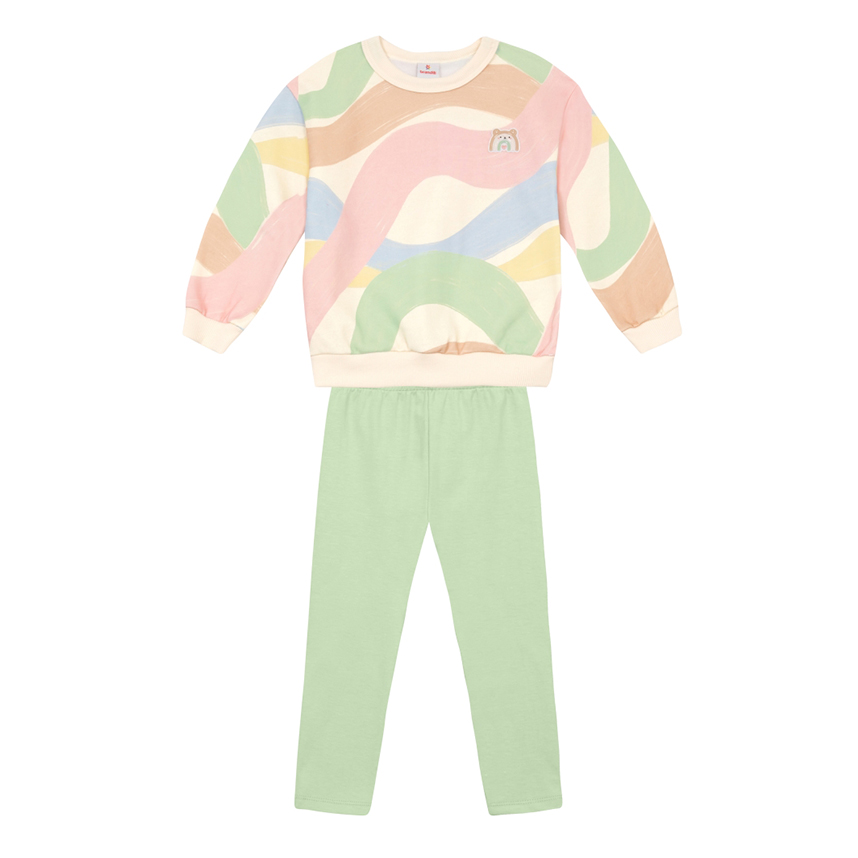 Conjunto Infantil Brandili Blusão Bordado Urso e Legging