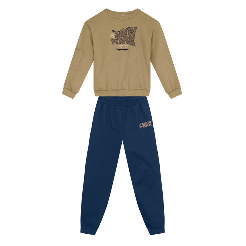 Conjunto Infantil Brandili Blusão Bordado New York e Calça