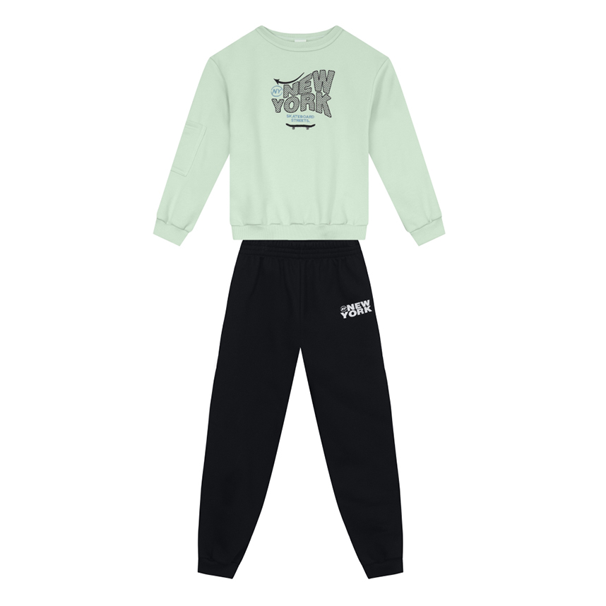 Conjunto Infantil Brandili Blusão Bordado New York e Calça
