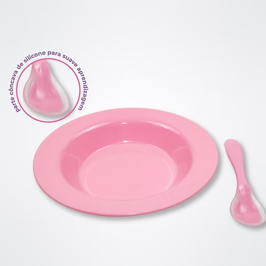 Kit Alimentação Lully Bebê Prato e Colher 2 Peças Kit Alimentação Lully Bebê Prato e Colher 2 Peças