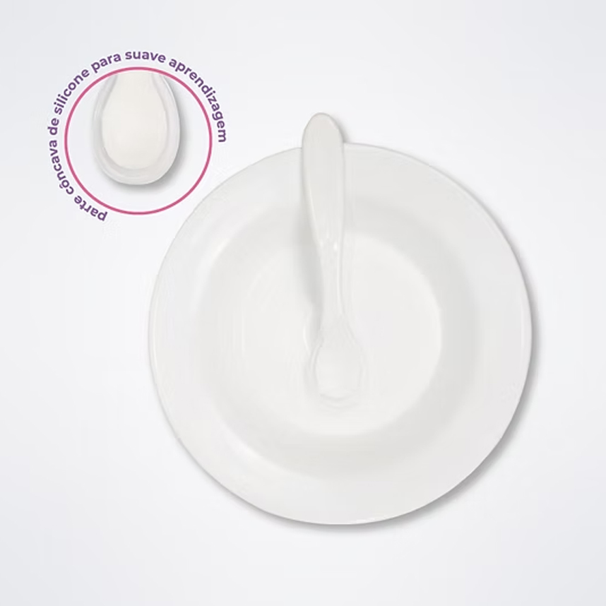 Kit Prato Lully Bebê e Colher com Ponta de Silicone 2 Peças
