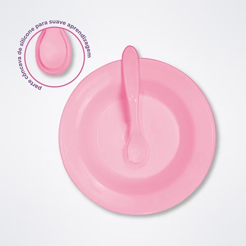 Kit Prato Lully Bebê e Colher com Ponta de Silicone 2 Peças Kit Prato Lully Bebê e Colher com Ponta de Silicone 2 Peças