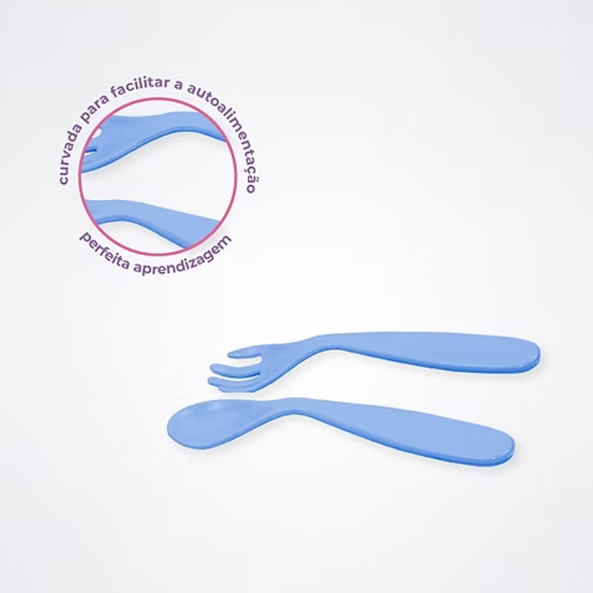 Kit Talheres Lully Bebê Formato Curvado 2 Peças
