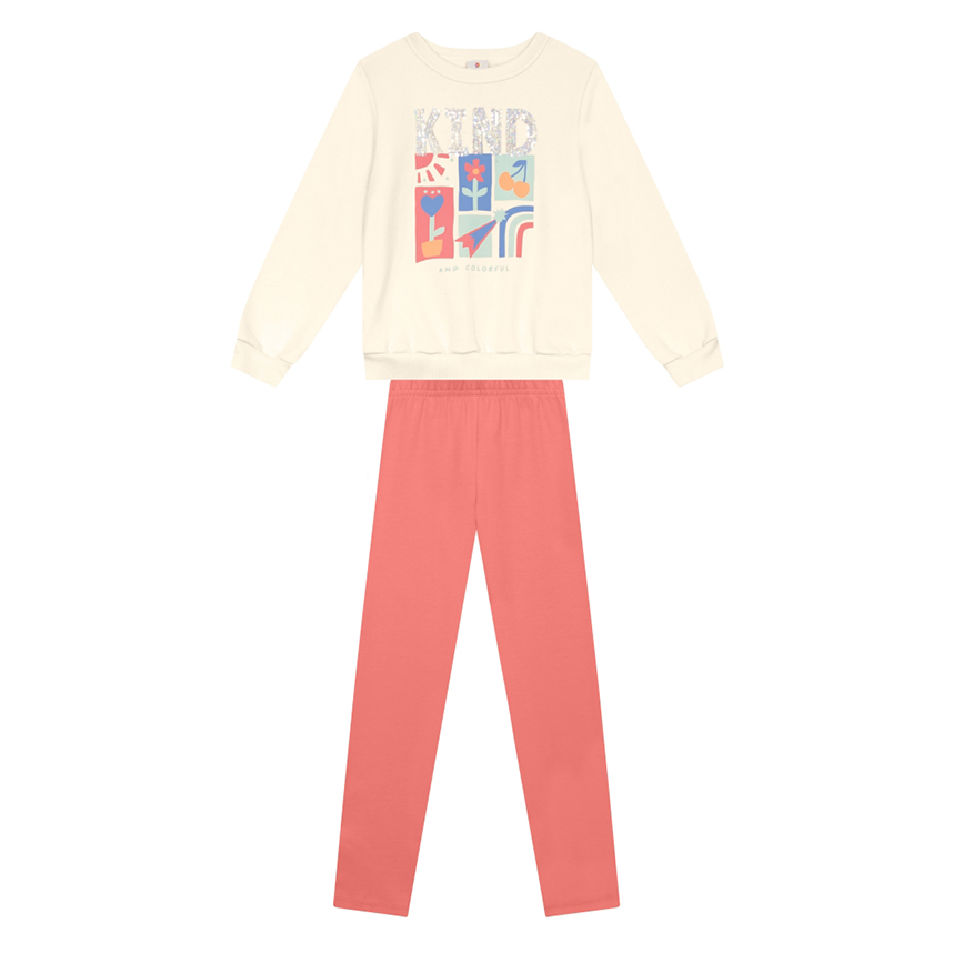 Conjunto Juvenil Brandili Blusão Bordado Kind e Legging