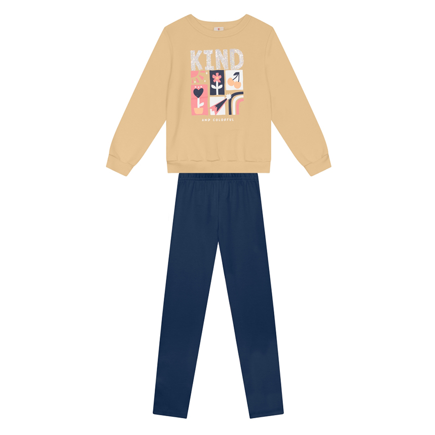 Conjunto Juvenil Brandili Blusão Bordado Kind e Legging