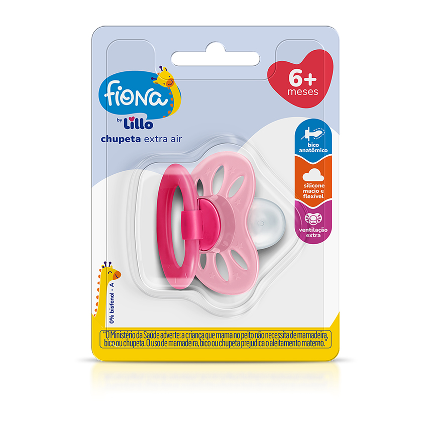 Chupeta Fiona Clássica Ortodôntica Silicone Rosa Nº2