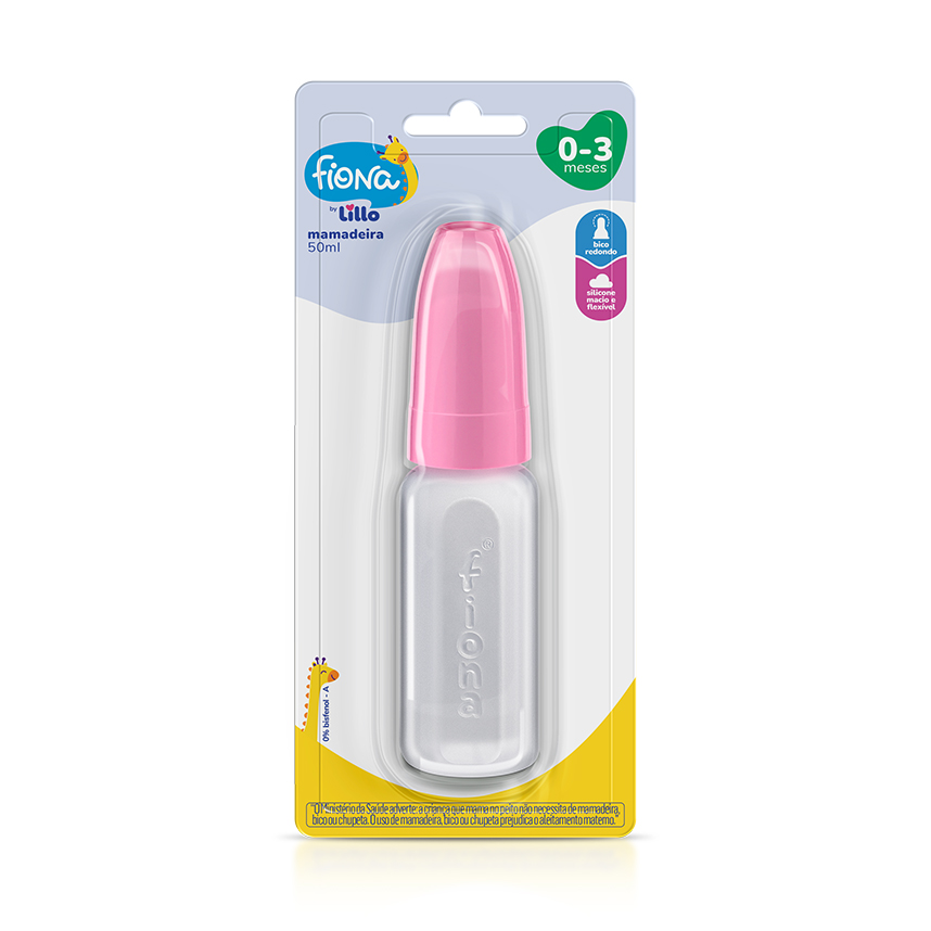 Mamadeira Fiona Silicone Anatômico Desenhos Rosa 50ml