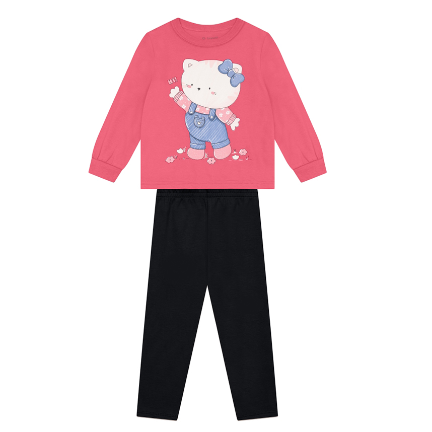 Conjunto Infantil Brandili Blusão Estampa Ursinho e Legging
