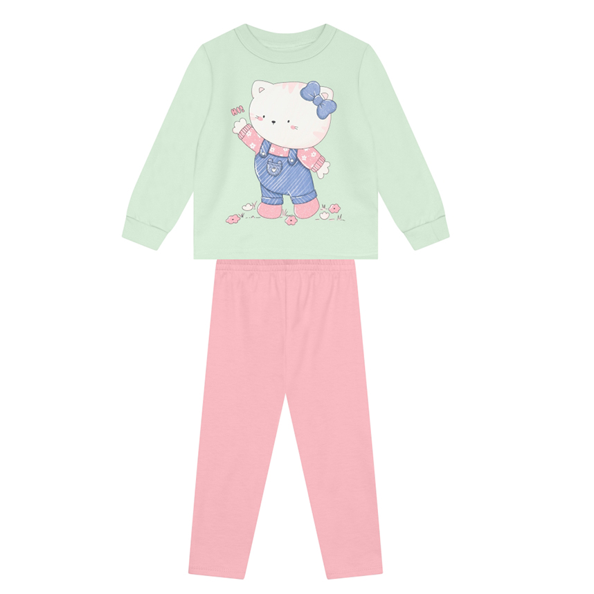 Conjunto Infantil Brandili Blusão Estampa Ursinho e Legging
