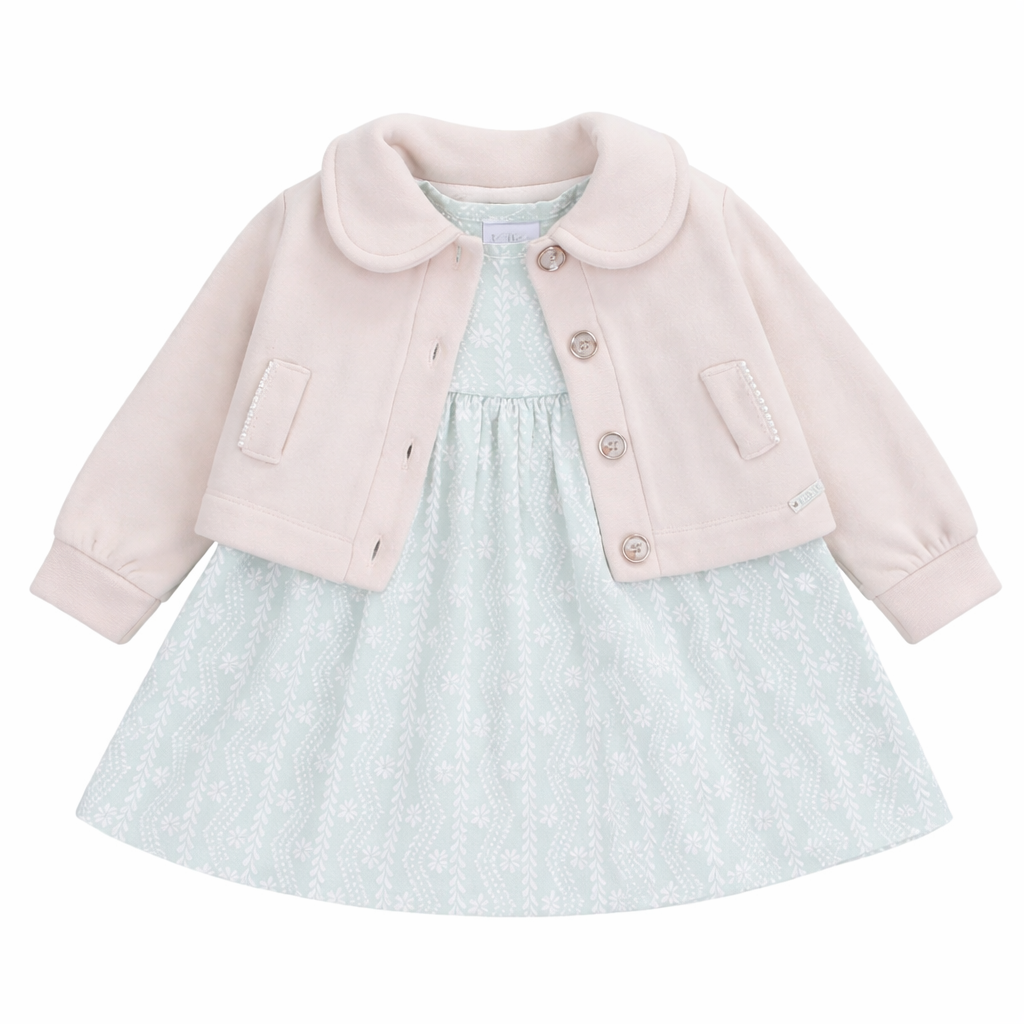 Vestido Infantil Kiki Estampa Flor com Casaco Peluciado