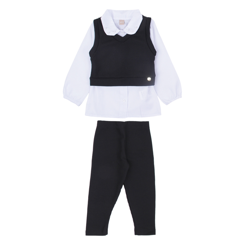 Conjunto Infantil Kookabu Camisa, Colete Tricot E Calça