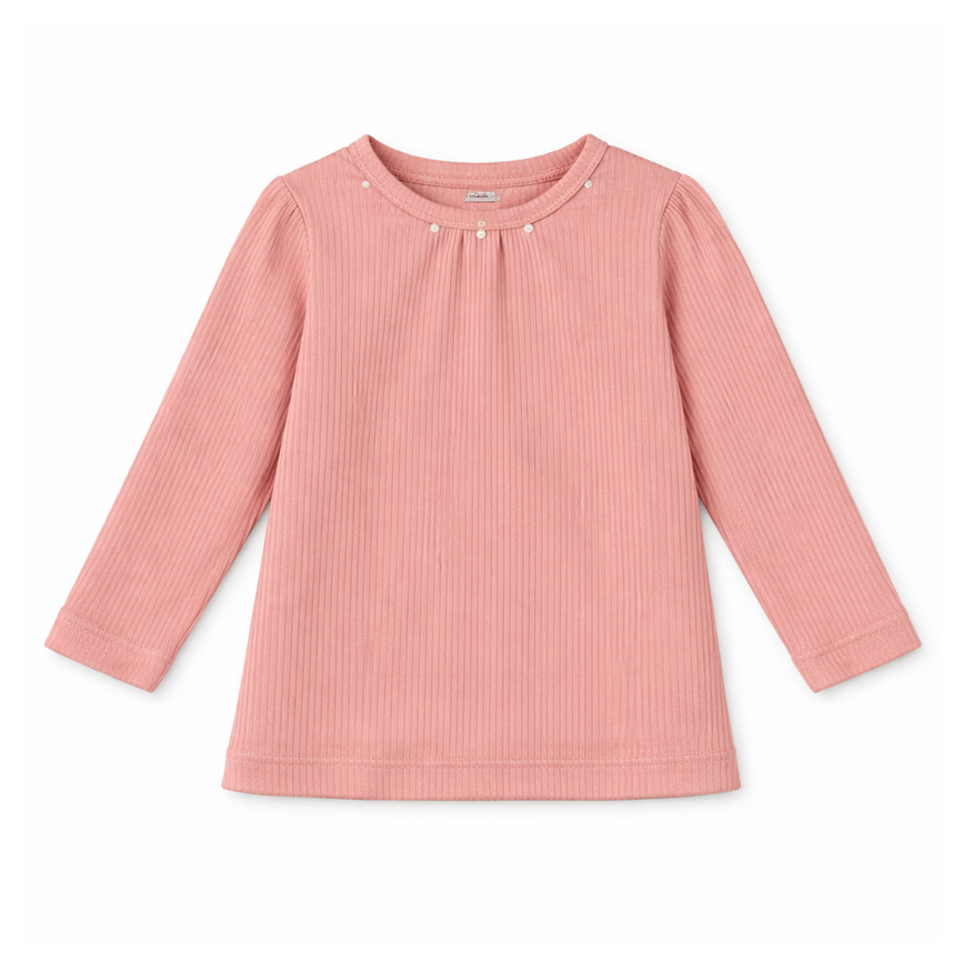 Blusa Infantil Bebê Kookabu Malha Canelada Aplicação Pérolas