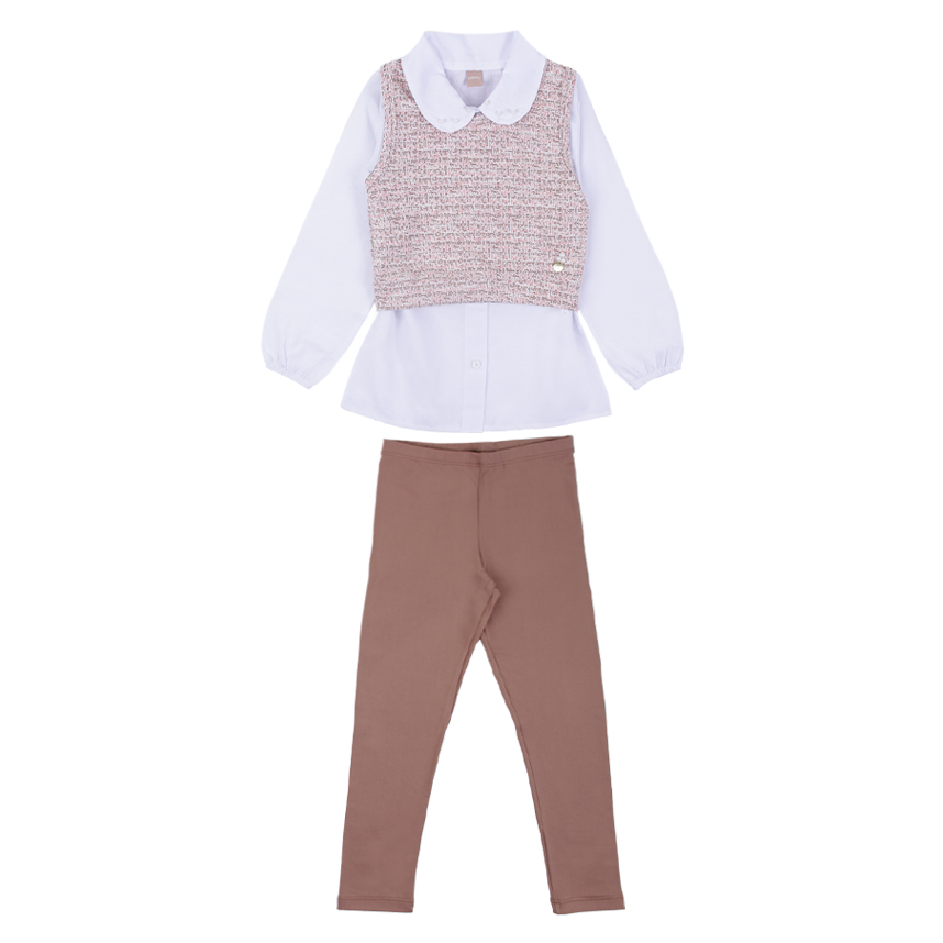 Conjunto Infantil Kookabu Camisa Tricoline ,Colete E Legging