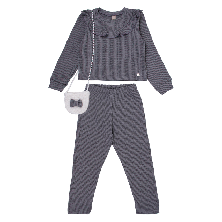 Conjunto Infantil Kookabu Blusa Babado Bolsa e Calça