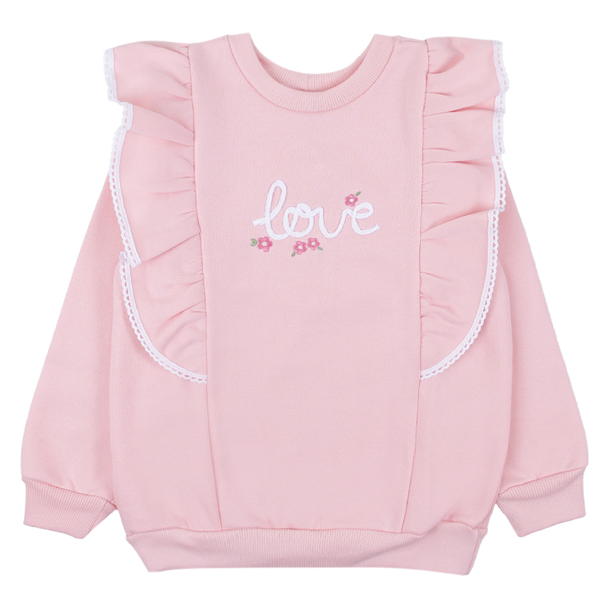 Conjunto Infantil Kookabu Blusa Babado Love Flor e Calça