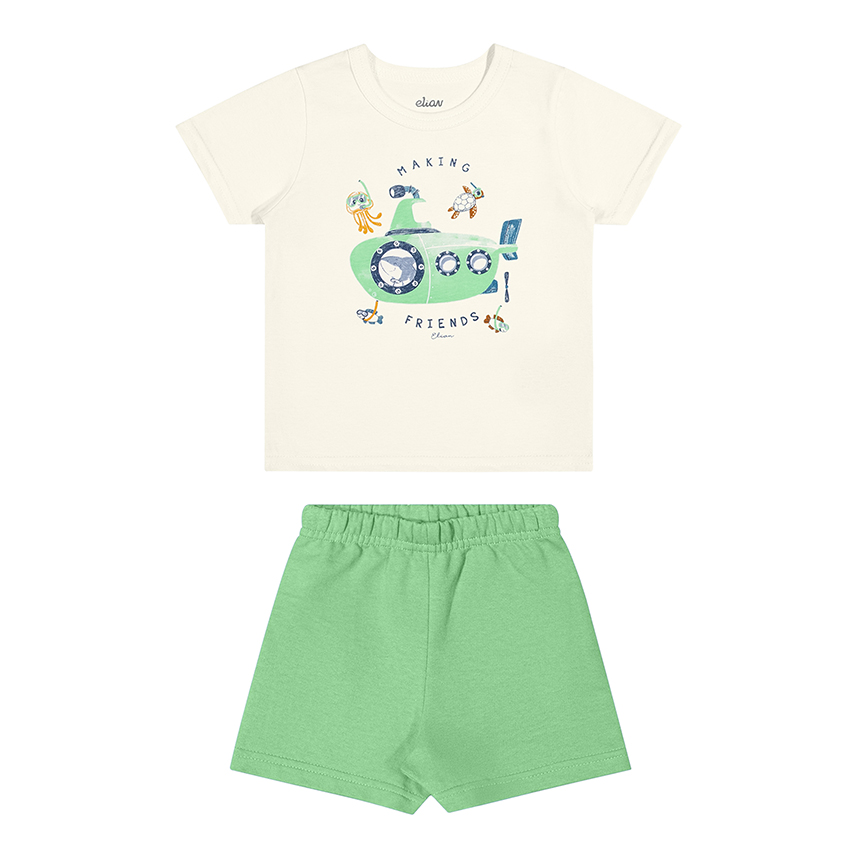 Conjunto Bebê Elian Camiseta Estampa Sortida E Bermuda
