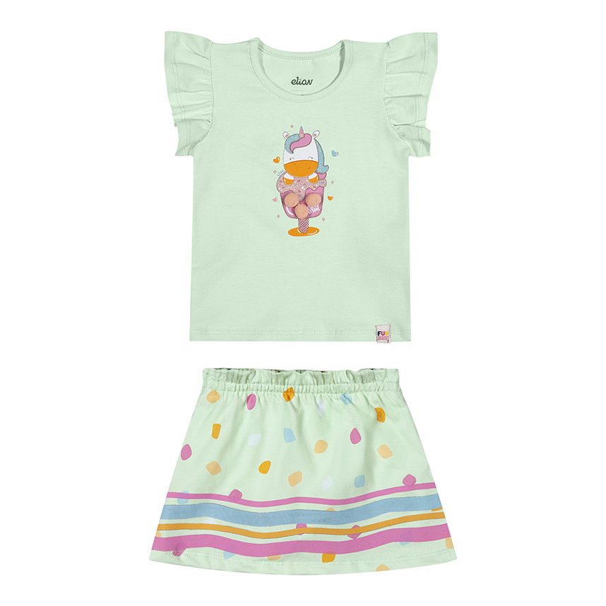Conjunto Bebê Elian Blusa Estampa Unicórnio e Saia Conjunto Bebê Elian Blusa Estampa Unicórnio e Saia