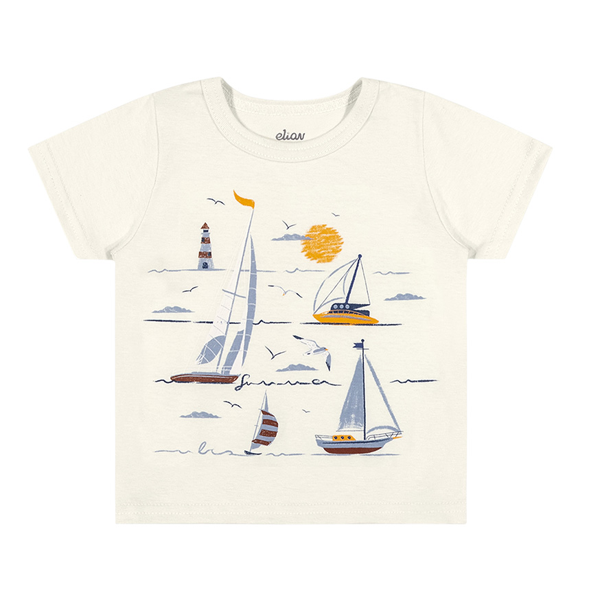 Camiseta Bebê Elian Manga Curta Estampa Barcos Camiseta Bebê Elian Manga Curta Estampa Barcos