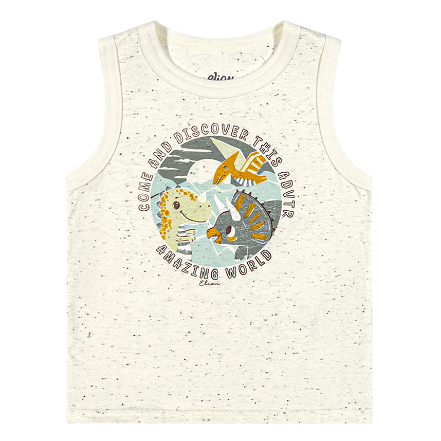 Camiseta Regata Bebê Elian Estampa Dinossauro