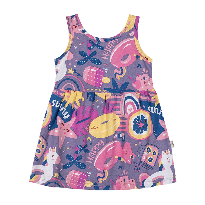 Vestido Bebê Elian Estampa Estrela Sorvete Em Meia Malha Vestido Bebê Elian Estampa Estrela Sorvete Em Meia Malha