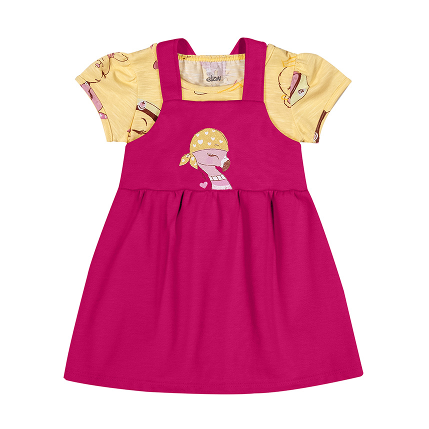 Conjunto Bebê Elian Vestido e Blusa Estampa Flamingo 2 Peças Conjunto Bebê Elian Vestido e Blusa Estampa Flamingo 2 Peças