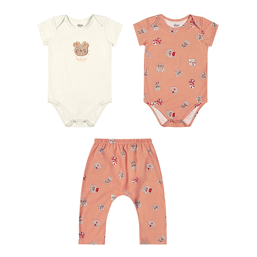 Conjunto Bebê Elian Body Manga Curta E Calça 3 Peças Conjunto Bebê Elian Body Manga Curta E Calça 3 Peças