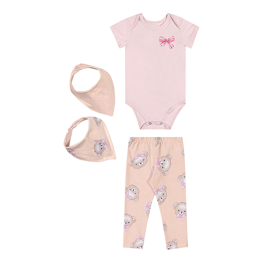 Conjunto Bebê Elian Body, Babador e Calça 3 Peças