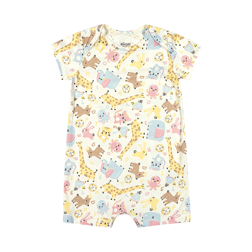 Macacão Curto Bebê Elian Estampado em Cotton