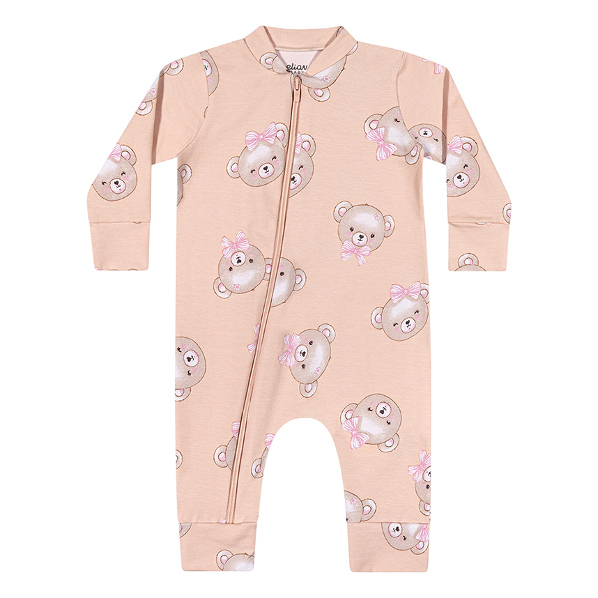 Macacão Longo Bebê Elian Com Zíper Estampado em Cotton