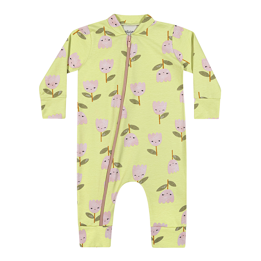Macacão Longo Bebê Elian Com Zíper Estampado em Cotton Macacão Longo Bebê Elian Com Zíper Estampado em Cotton
