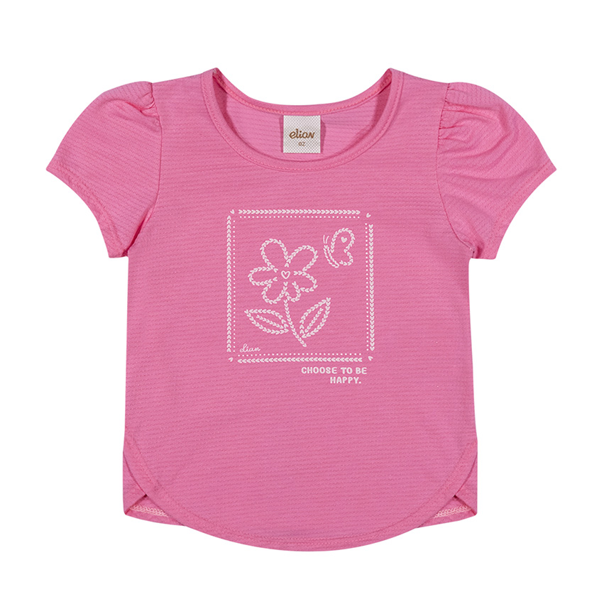Blusa Infantil Elian Manga Curta Estampa Flor E Borboleta