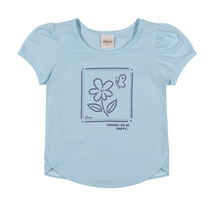 Blusa Infantil Elian Manga Curta Estampa Flor E Borboleta Blusa Infantil Elian Manga Curta Estampa Flor E Borboleta