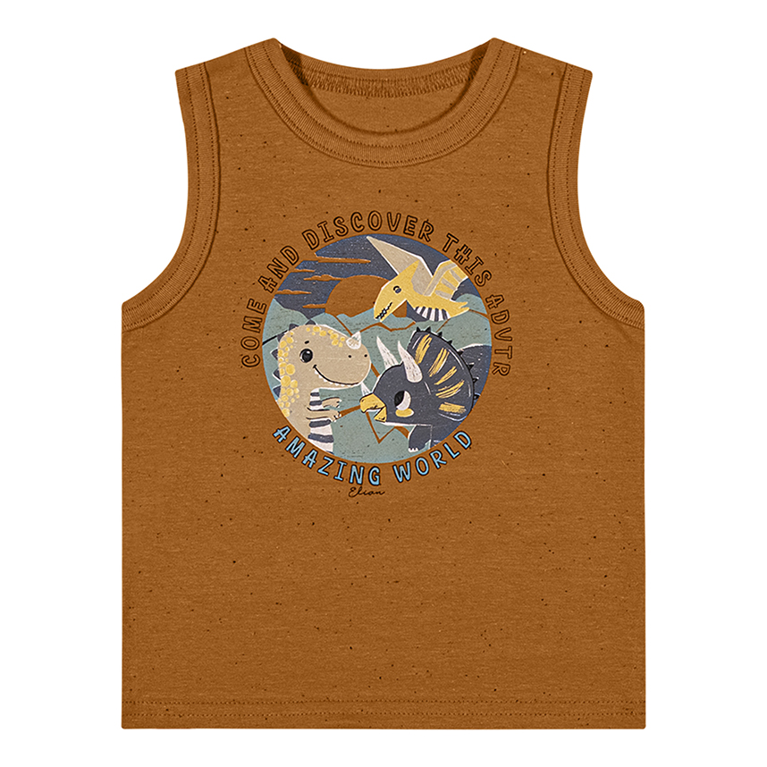 Camiseta Regata Infantil Elian Estampa Dinossauro
