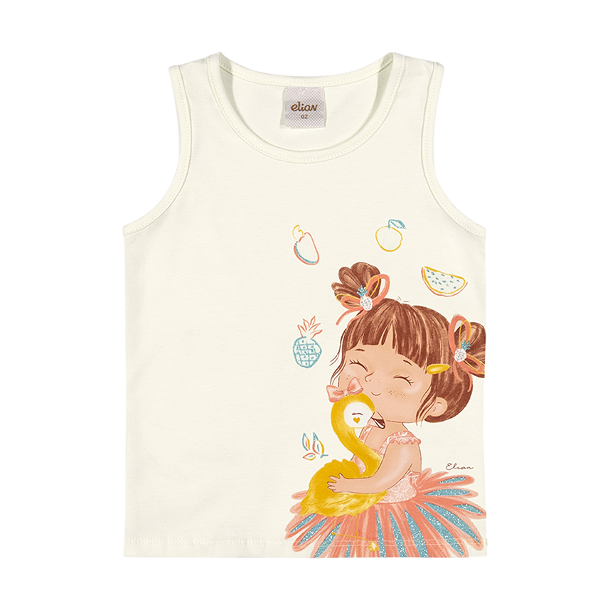 Blusa Infantil Elian Regata Cotton Estampa Criança Cisne Blusa Infantil Elian Regata Cotton Estampa Criança Cisne