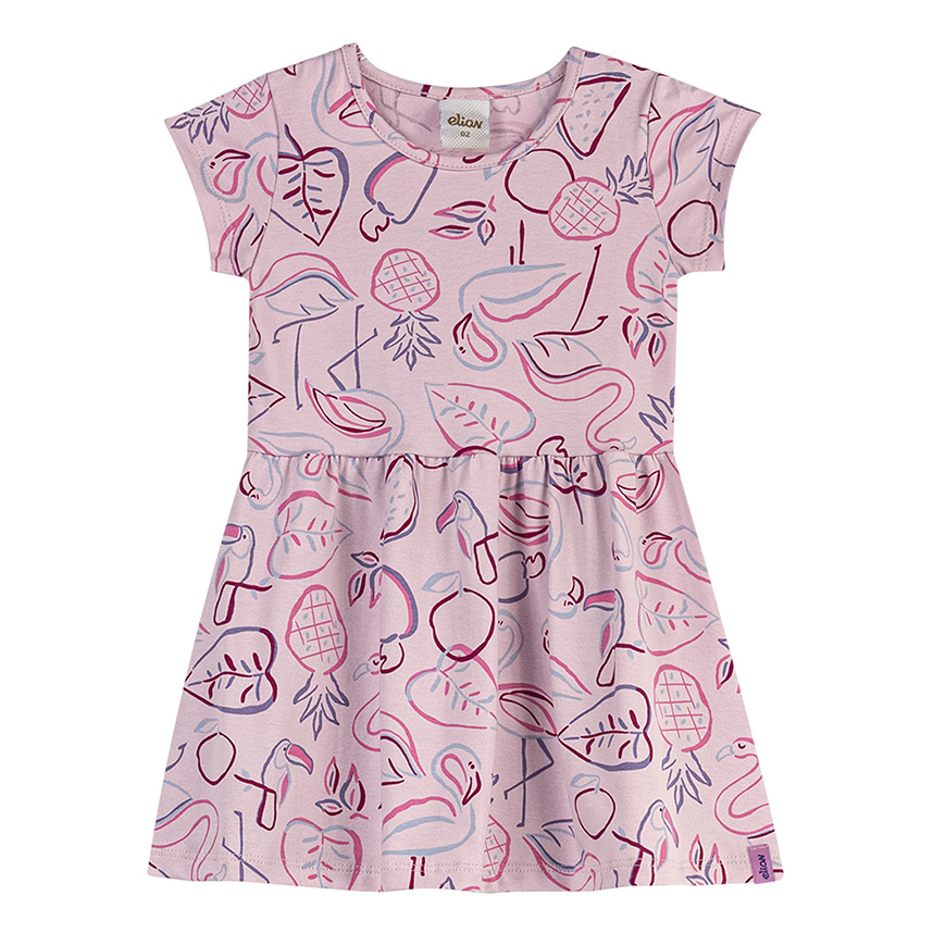 Vestido Infantil Elian Manga Curta Estampado