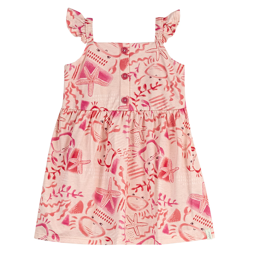 Vestido Infantil Elian Alça Estampa Caranguejo