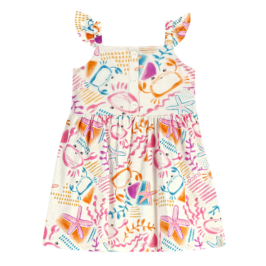 Vestido Infantil Elian Alça Estampa Caranguejo
